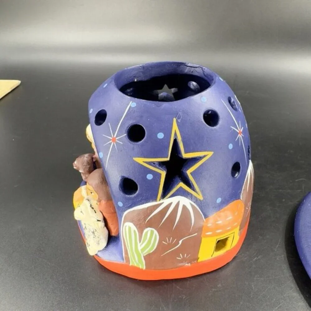 Peru Mountain Tea Light Nativity Ten Thousand Villages Nativity Scene Holder VTG